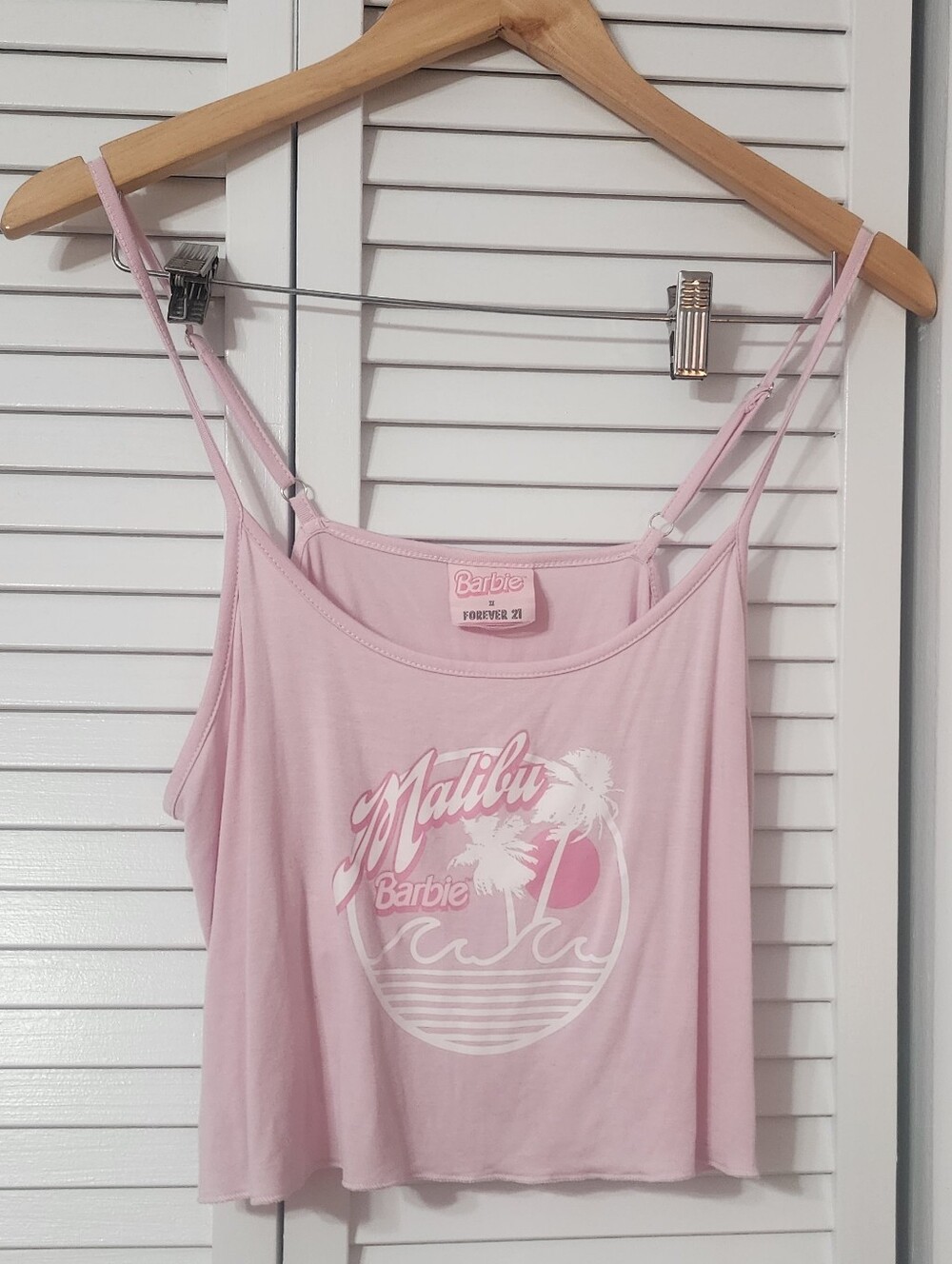 Barbie Pink Malibu Graphic Crop Top Tank Top - Picture 2 of 6